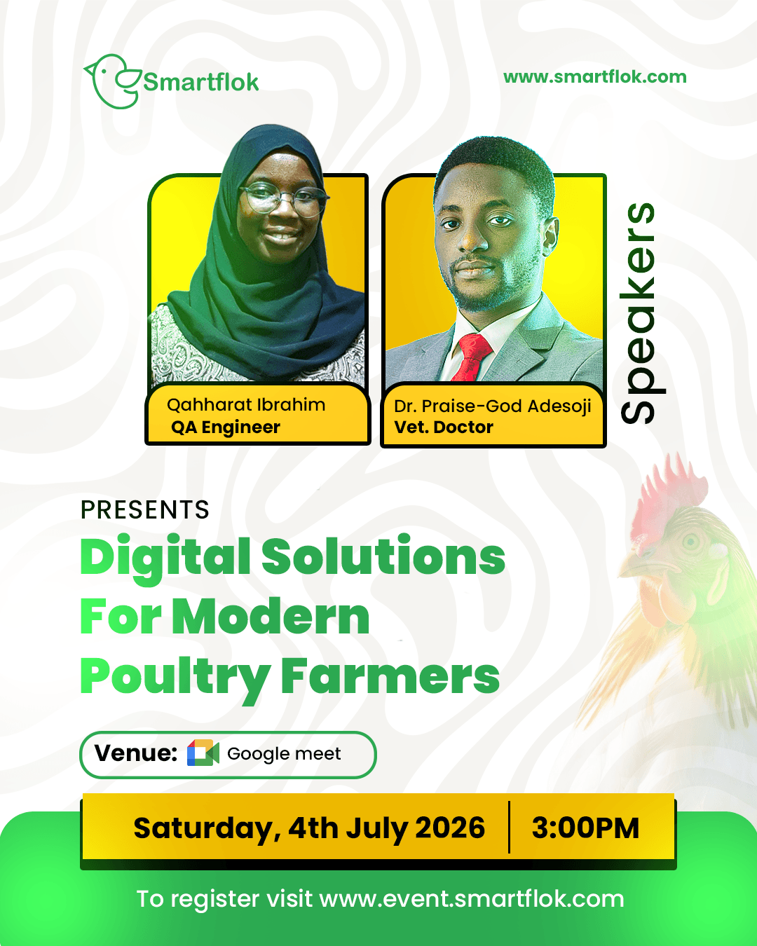 Smartflok Online Poultry Seminar — Digital Solutions for Modern Poultry Farmers, Saturday 4 July 2026, 3:00 PM, on Google Meet